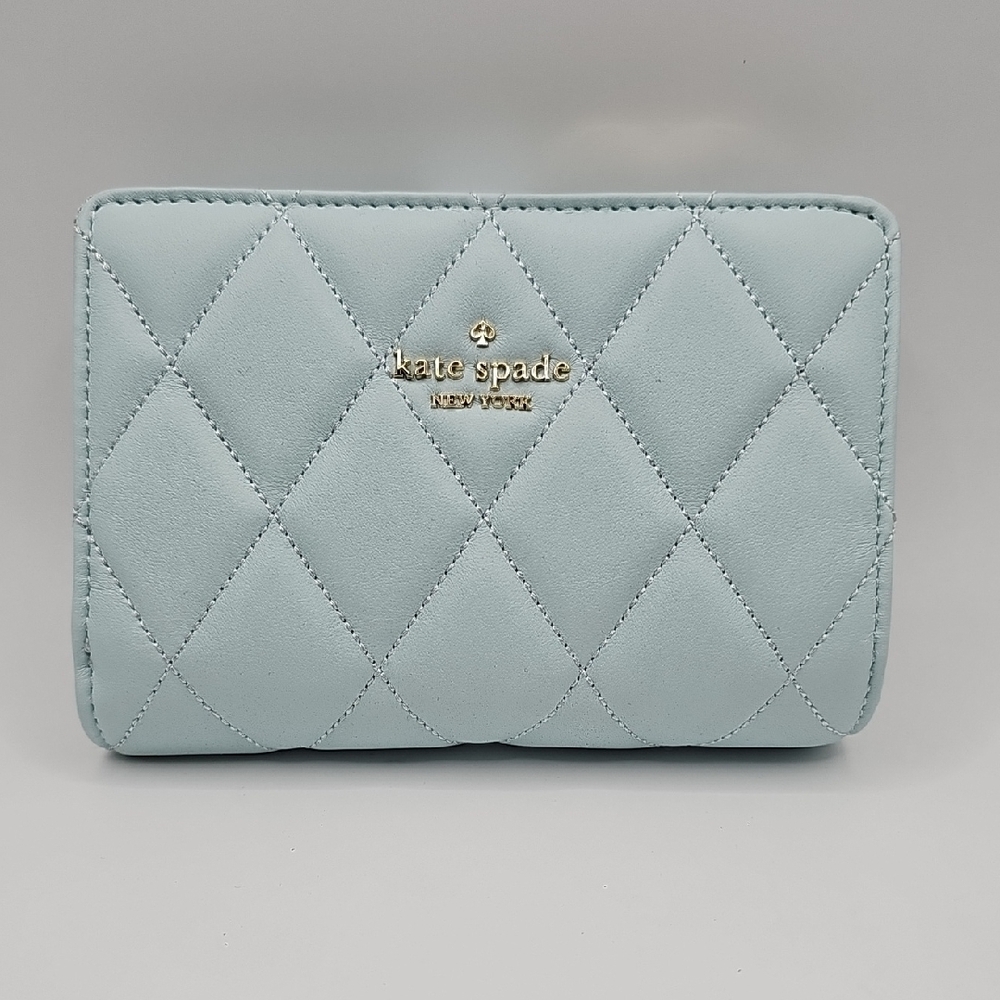 Kate Spade Blue and Gold Wallet with Quilted Design